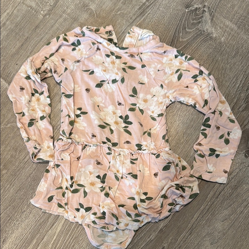 Floral Long Sleeve skirted onesie 18-24m